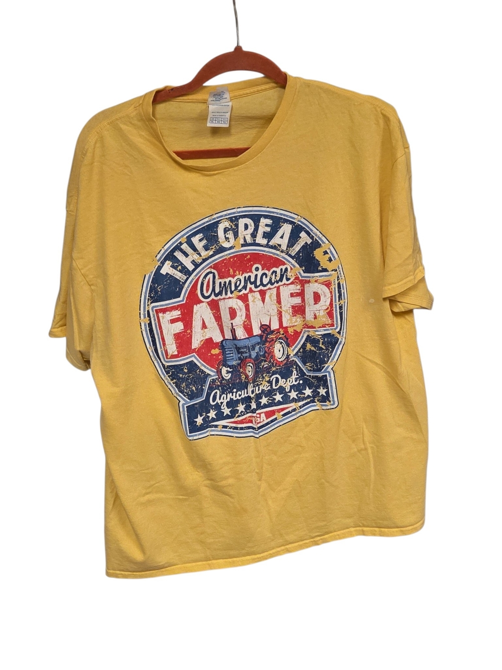 Delta Yellow Kids Tee with Vintage 'American Farmer' Graphic